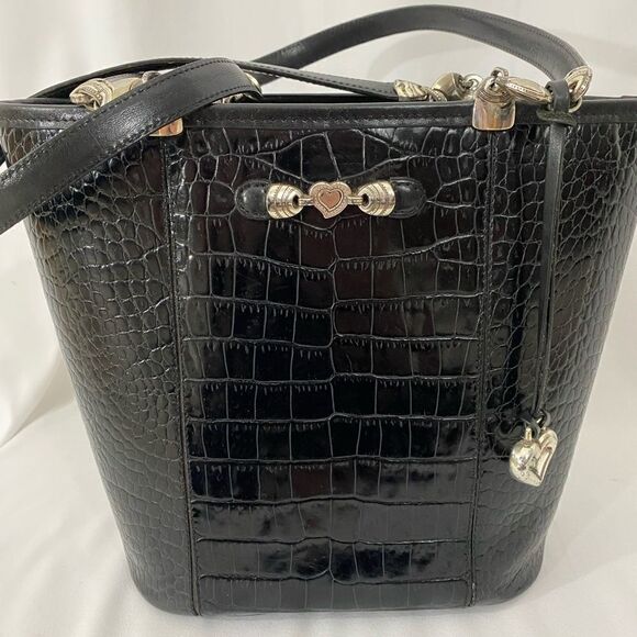 Authentic Brighton Leather Moc Croc Bucket Bag - Picture 6 of 15